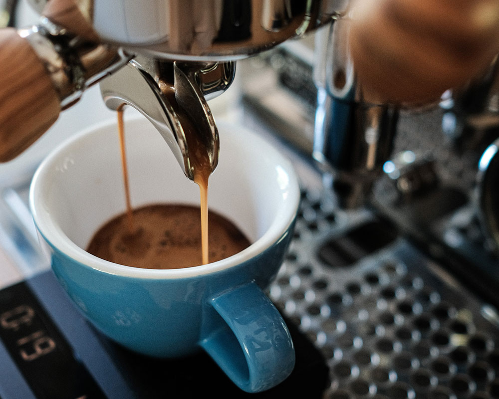 a perfectly pulled shot of espresso with an espresso machine.
